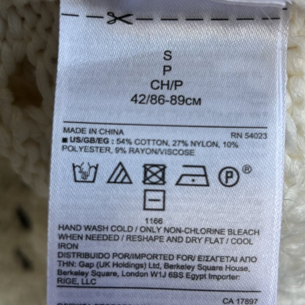 Banana Republic Ivory Sweater Eyelash Fringe Open Crochet Knit Size Small - Picture 5 of 8